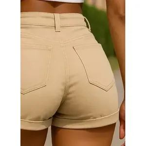 Shorts in denim elasticizzato a vita alta da donna Adrenaline, vestibilità slim, gamba dritta, casual, traspiranti. - Product Image 6