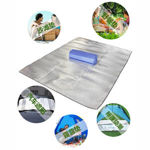 Tapis en aluminium double face Cleye 2x2m, imperméable, pour le camping, le pique-nique, la plage, tapis de sol extérieur argenté - Product Image 1