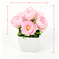 Bonsai Peony Artifisial Realistis 2026, Tanaman Pot Mini Multi-warna, Dekorasi Natal, Thanksgiving, Tahun Baru Gaya Nordik, Butik