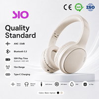   Casque audio supra-auriculaire 5.3 avec annulation active du bruit, transducteur dynamique 40 mm, audio Hi-Fi, IP65, Type-C, AUX, portée 15 m
