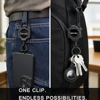 Cordon de sécurité universel portable et étanche pour téléphone avec enrouleur de clés rétractable et connecteur magnétique – Kit d'accessoires antivol pour smartphone