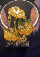 Décoration d'Intérieur Moderne Innovante pour Salon, Lumières Métalliques à Eau Circulante avec Effet d'Eau Courante, Fleurs de Lotus Créatives