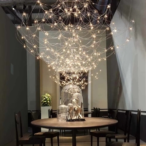 Lámpara de Araña LED Moderna de Lujo con Forma de Estrella y Flores Grandes, con Red de Alambre de Acero, para Escaleras y Sala de Estar - Product Image 6