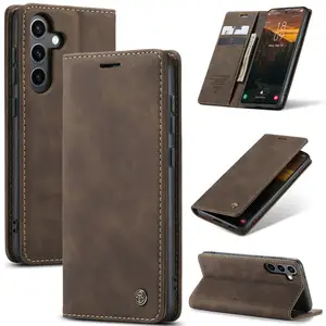Étui en cuir PU magnétique de luxe CaseMe pour <span class=keywords><strong>smartphone</strong></span> S24 Ultra, coque rabattable antichoc avec design en relief - Product Image 1