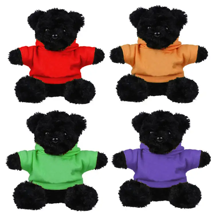 Özel marka logosu siyah yumuşak ayı peluş oyuncaklar toptan peluş dolması hayvan ayı peluş OEM gömlek ile