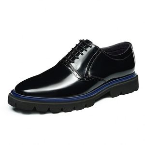 Zapatos de Oficina para Hombre de Alta Calidad, Transpirables, con Cordones, Ligeros, Antideslizantes, con Suela Gruesa, de Cuero Negro, Estilo Mocasín - Product Image 1