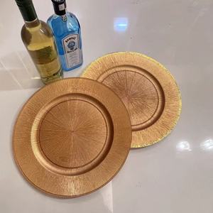 Peinture en <span class=keywords><strong>a</strong></span>érosol ronde minimaliste avancée estampage à chaud plateaux réutilisables artisanat plateau de bol de fruits assiettes de chargeur décoratives mariage - Product Image 3