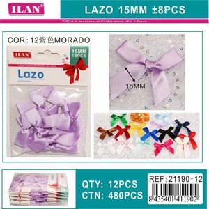 Noeuds en ruban violet Ilan Lazo 15 mm pour travaux manuels et décorations - Product Image 1