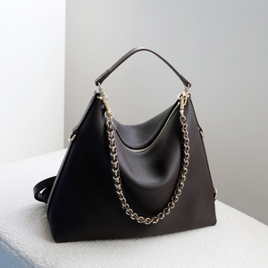 Elegante Bolso Tote de Cuero Genuino con Bloques de Color, Forma de Cubo, Cierre de Cremallera y Hebilla, Uso Diario, Todas las Estaciones, Primavera 2025 - Product Image 3