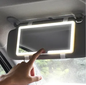 Vanity Mirror LED Light Rechargeable Car Cosmetic Mirror TouchScreen Auto car visor Makeup Mirror For Car Interior Universal