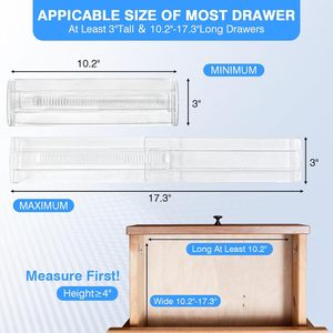 Adjustable Transparent PP Multifunction Modern <b>Drawer</b> Dividers 4" High 10.6-17" Expandable Rectangle Organizers for <b>Storage</b> - Product Image 2