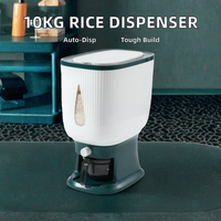 Conteneur de stockage automatique en plastique de 10 kg pour riz, céréales, farine, nourriture pour animaux de compagnie, organisateur de cuisine, seau distributeur, boîte