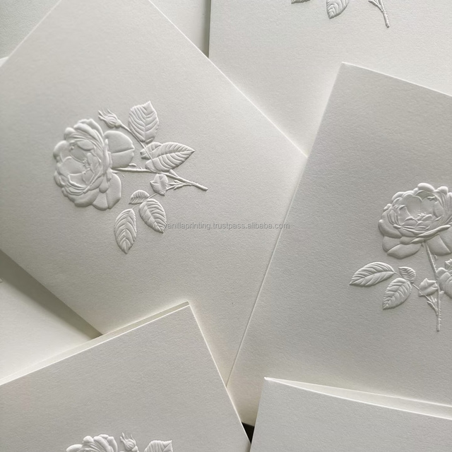 Premium 3D Embossing Letterpress Invitation Card Custom Logo on Cotton Paper Invitation for Weddings Made Cardboard