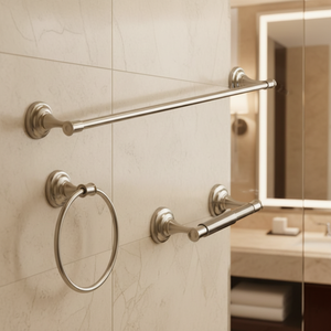 Ensemble de quincaillerie de salle de bain de luxe au meilleur prix, style moderne, nickel plaqué, avec porte-papier toilette - Product Image 1