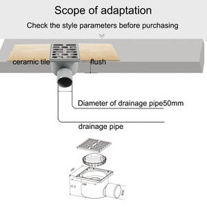WaiiHO 033 Siphon de sol carré moderne en acier inoxydable 304, finition polie électrolytique PVC, couvercle amovible, anti-odeur pour - Product Image 6