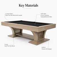 Table de billard en bois massif pour salle de jeux, billard d'intérieur en chêne thaïlandais K55, coussin contemporain de luxe, table de billard moderne pour la maison