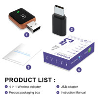 Dongle Android Auto 4 en 1, adaptateur Airplay USB, adaptateur Carplay sans fil pour voiture, dernier modèle
