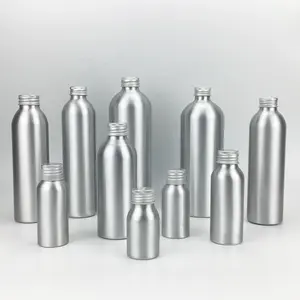 Leere Aluminium Kosmetik verpackung Lotion Flasche Metall verpackung 100ml 300ml 400ml 500ml Silber Alaun Flasche mit Schraub deckel