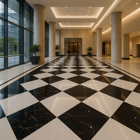 Vente en gros Carreaux de sol émaillés 60x60cm noir or aspect marbre poli brillant Style moderne Porcelaine intégrale pour salle de bain