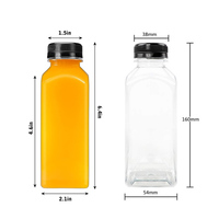 Bouteille de boisson en plastique PET carrée transparente de 60 ml, 100 ml, 120 ml, 250 ml, 350 ml, bouteille de jus en plastique recyclé, bouteille d'eau en plastique