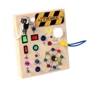 Tablero de Actividades Montessori con Luces LED |   Juguete Educativo para Niños |   Artesanía en Madera Segura y Duradera - Product Image 1