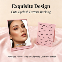 Miroir de Maquillage Pliable sur Pied, Rose Mat HD, 3 Tailles, Motif Cils, Personnalisable avec Logo OEM, Vente en Gros Direct Usine