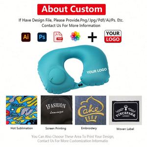 Almohada de Viaje Inflable Portátil en Forma de U, Suave y Cómoda, Llena de Aire, para Tren, Avión, Aire Libre, con Logotipo Personalizado - Product Image 3