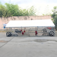 Poulailler mobile en aluminium 6x3x2m avec mangeoire et abreuvoir intégrés, pour 100-120 oiseaux, alimenté à l'énergie solaire, montage facile