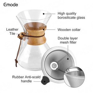 Cafetière à Verser Emode en Forme de Diamant Tout-en-Un avec Filtre, <span class=keywords><strong>Carafe</strong></span> à Café en Verre Borosilicate de 20 oz (600 ml) - Product Image 3
