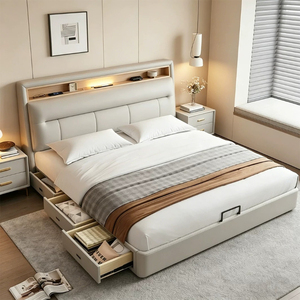 <span class=keywords><strong>Lit</strong></span> de rangement multifonctionnel moderne <span class=keywords><strong>avec</strong></span> tête de <span class=keywords><strong>lit</strong></span> à <span class=keywords><strong>étagère</strong></span>s ouvertes, tiroirs latéraux coulissants et grand compartiment de rangement sous le <span class=keywords><strong>lit</strong></span> - Product Image 1