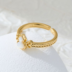 My Muyu Fortune Gourd Ring Natural Mother Of Pearl Gold Plated Adjustable Index Finger Jewelry Gift - Product Image 3