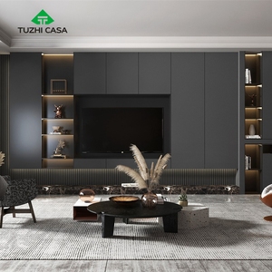 Meuble minimaliste intégré design 65 pouces noir meuble de salon meuble de télévision mural <span class=keywords><strong>table</strong></span> - Product Image 5