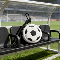 Pochette zippée en silicone personnalisée, motif de panneau de football classique noir et blanc en relief réaliste, ambiance sportive complète