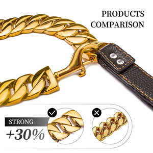 Cadena de lujo <span class=keywords><strong>para</strong></span> mascotas, collar de plomo, <span class=keywords><strong>Pitbull</strong></span>, Metal, dorado, correa <span class=keywords><strong>para</strong></span> perro, Gargantilla - Product Image 5