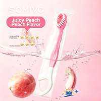 Mini brosse à dents de voyage portable aux perles éclatantes saveur thé vert et pêche pour une haleine fraîche en déplacement