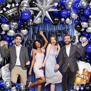 Azul marino fiesta <span class=keywords><strong>Feliz</strong></span> <span class=keywords><strong>cumpleaños</strong></span> decoraciones para hombres azul marino bebé fiesta hoja flecos cortina para suministros de <span class=keywords><strong>cumpleaños</strong></span> - Product Image 6