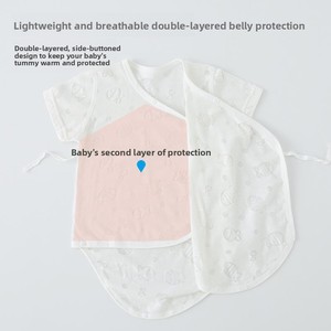 Pelele de bebé de verano, fino y transpirable, de manga corta, mono triangular para recién <span class=keywords><strong>nacido</strong></span>, pijama unisex de una sola pieza con abertura diagonal. - Product Image 2