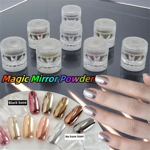 1/8pcs High Diamond Bottle <b>Magic</b> Mirror Powder Silver Rose Gold Bright Friction Coating Nail Powder Nail Art Creation K2Y - Product Image 1