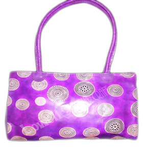 Sac fourre-tout en cuir violet tendance avec motif circulaire, fermeture à cordon, poignée en cuir façon parapluie - Idéal pour les voyages et l'usage quotidien - Product Image 1