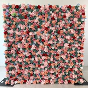 SW fleurs artificielles panneau mural tissu <span class=keywords><strong>bordeaux</strong></span> toile <span class=keywords><strong>de</strong></span> fond fleur 3d rose mur rollup vin rouge 8*8 fleur mur pour la décoration <span class=keywords><strong>de</strong></span> mariage - Product Image 6