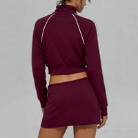 Ensemble de sport 2 pièces de haute qualité pour femmes, veste à col montant respirante avec fermeture éclair, jupe, vêtements de sport décontractés, vêtements de tennis