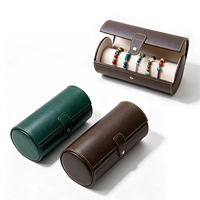 Étui à bracelet portable en cuir PU ovale avec insert en velours amovible, fermeture à boucle personnalisée, boîte de rangement pour bijoux de voyage