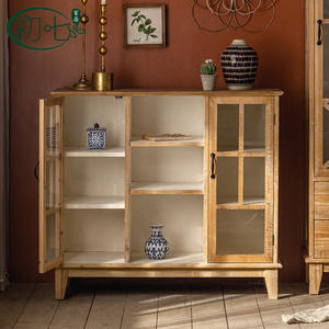 American Retro Style <b>Glass</b> Door Display Cabinet Multi Layer Storage <b>Sideboard</b> For Living Room Entryway Cabinet - Product Image 4