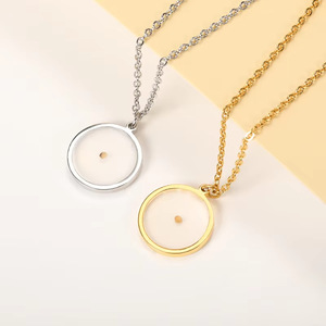 Meetyoo collana pendente rettangolare in acciaio inox alla moda per donne bambini romantiche stile semi di senape collana in resina d'oro - Product Image 4