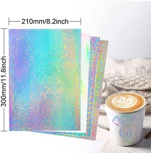 Papier adhésif en vinyle imprimé arc <span class=keywords><strong>iris</strong></span> 10 feuilles, papier holographique imperméable, étiquettes auto-adhésives pour manuel - Product Image 2