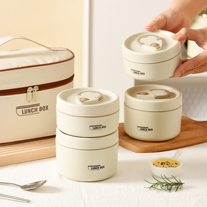 Portable Insulated Food <b>Lunch</b> Container <b>Set</b> with Thermal <b>Lunch</b> Box 3 Separate Stackable <b>Lunch</b> Container for Adult Kids - Product Image 1