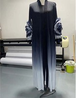 Ensemble deux pièces plissé dégradé violet sur mesure, style Dubaï, avec manches à volants, Abaya ouverte, tenue islamique modeste pour femme, Aïd