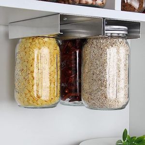 Hanging Réglable En Plastique Mason Jar Organisateur Organisateur Pot À Épices Étagère pour Tiroir <span class=keywords><strong>De</strong></span> Cuisine Sous L'armoire - Product Image 2