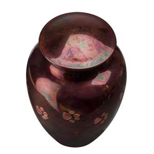 Fabricante de urnas para mascotas de metal de latón hechas a mano Nuevo diseño Rakku Terminado Paw Printed Pet Urns Proveedor de suministros funerarios - Product Image 2