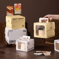 Caja de Embalaje para Pasteles con Logotipo Personalizado, Cajas para Pasteles con Ventana y Asa para Panadería, Postres y Comida para Llevar